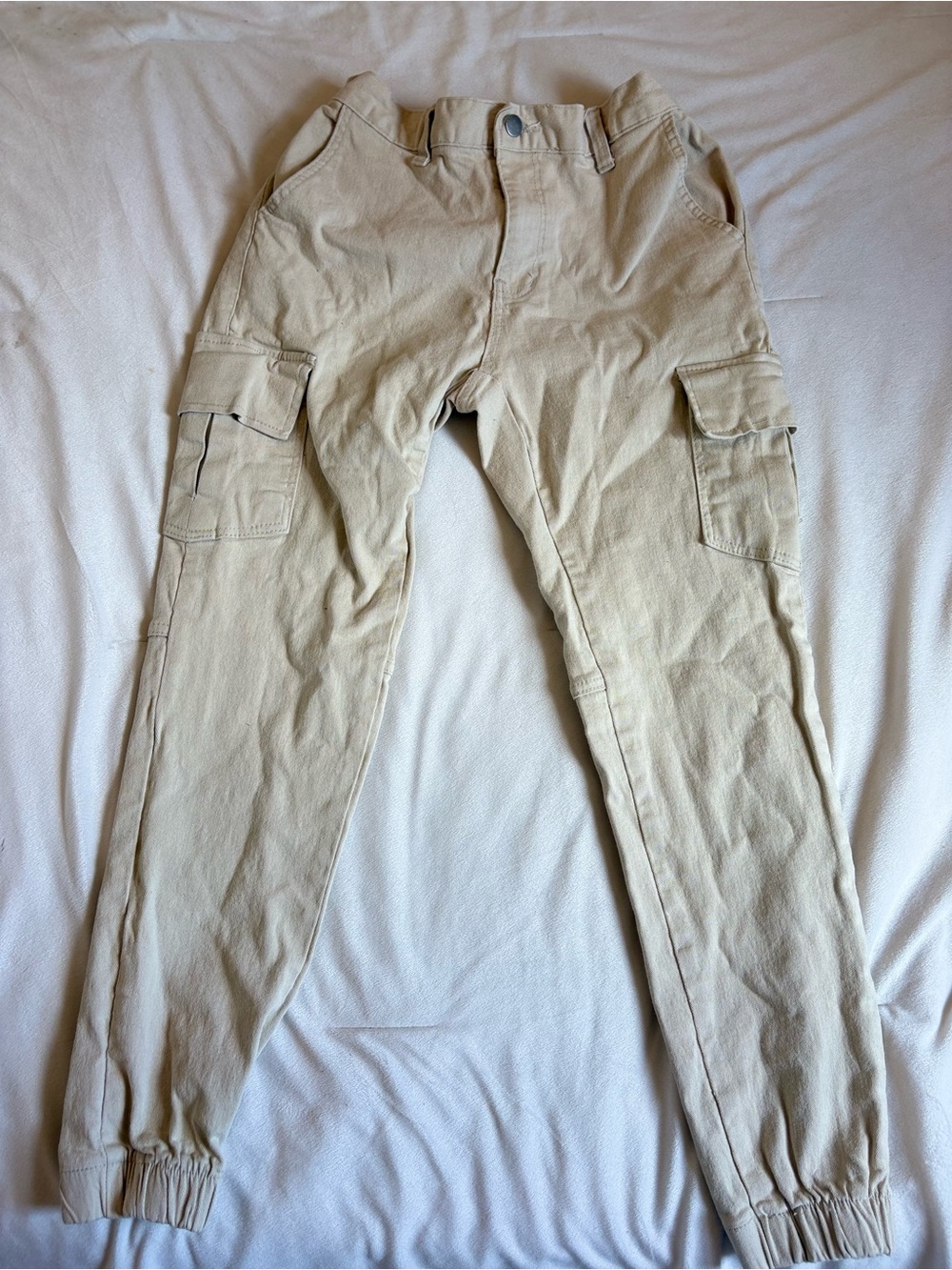 Women's Khaki Cargo Jogger Pants - Beige